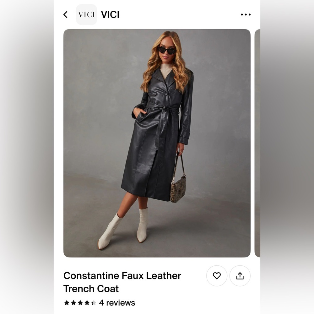 Leather Trench Coat- Size Medium- NWT